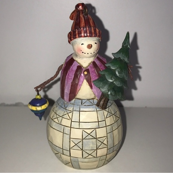 JIM SHORE SNOWMAN WITH TREE HANGING ORNAMENT